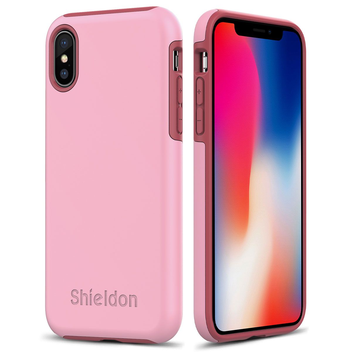 SHIELDON iPhone XS / iPhone X Case - Pink color Case for Apple iPhone X / iPhone 10 - Plateau Series