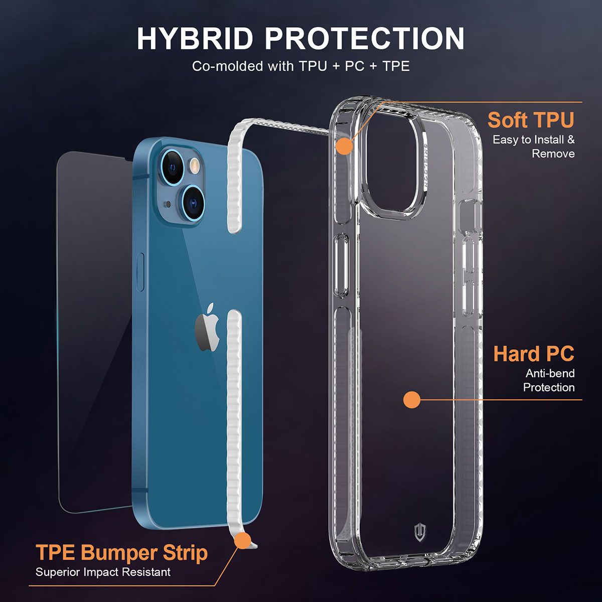 SHIELDON iPhone 13 Pro Max Clear Case Anti-Yellowing, Transparent Thin Slim  Anti-Scratch Shockproof PC+TPU Case with Tempered Glass Screen Protector  for iPhone 13 Pro Max 5G Crystal Clear