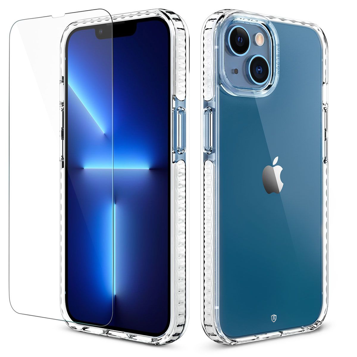 SHIELDON iPhone 13 Clear Case Anti-Yellowing, Transparent Thin Slim  Anti-Scratch Shockproof PC+TPU Case with Tempered Glass Screen Protector  for