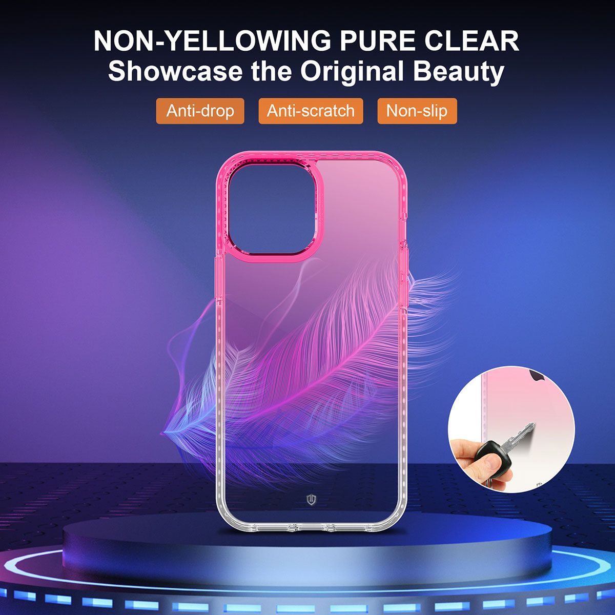 SHIELDON iPhone 13 Pro Max Clear Case Anti-Yellowing, Transparent Thin Slim  Anti-Scratch Shockproof PC+TPU Case with Tempered Glass Screen Protector