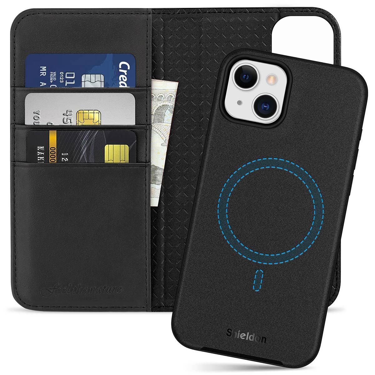 iPhone 12/13 series Leather Folio Case Wallet with MagSafe - The