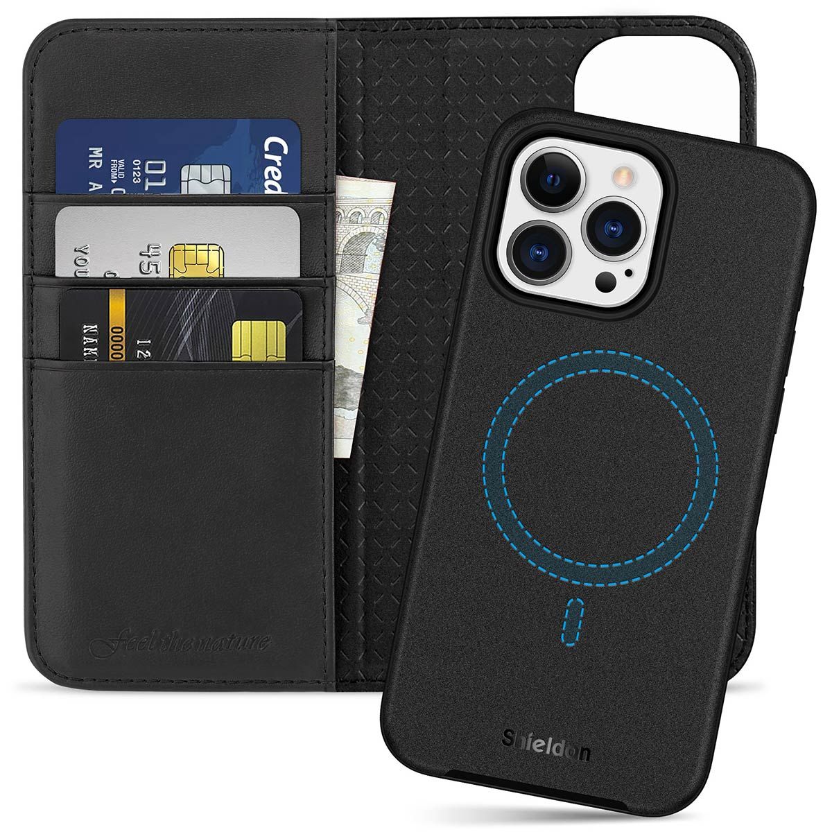 Wallet iPhone 13 Pro Max leather case with MagSafe