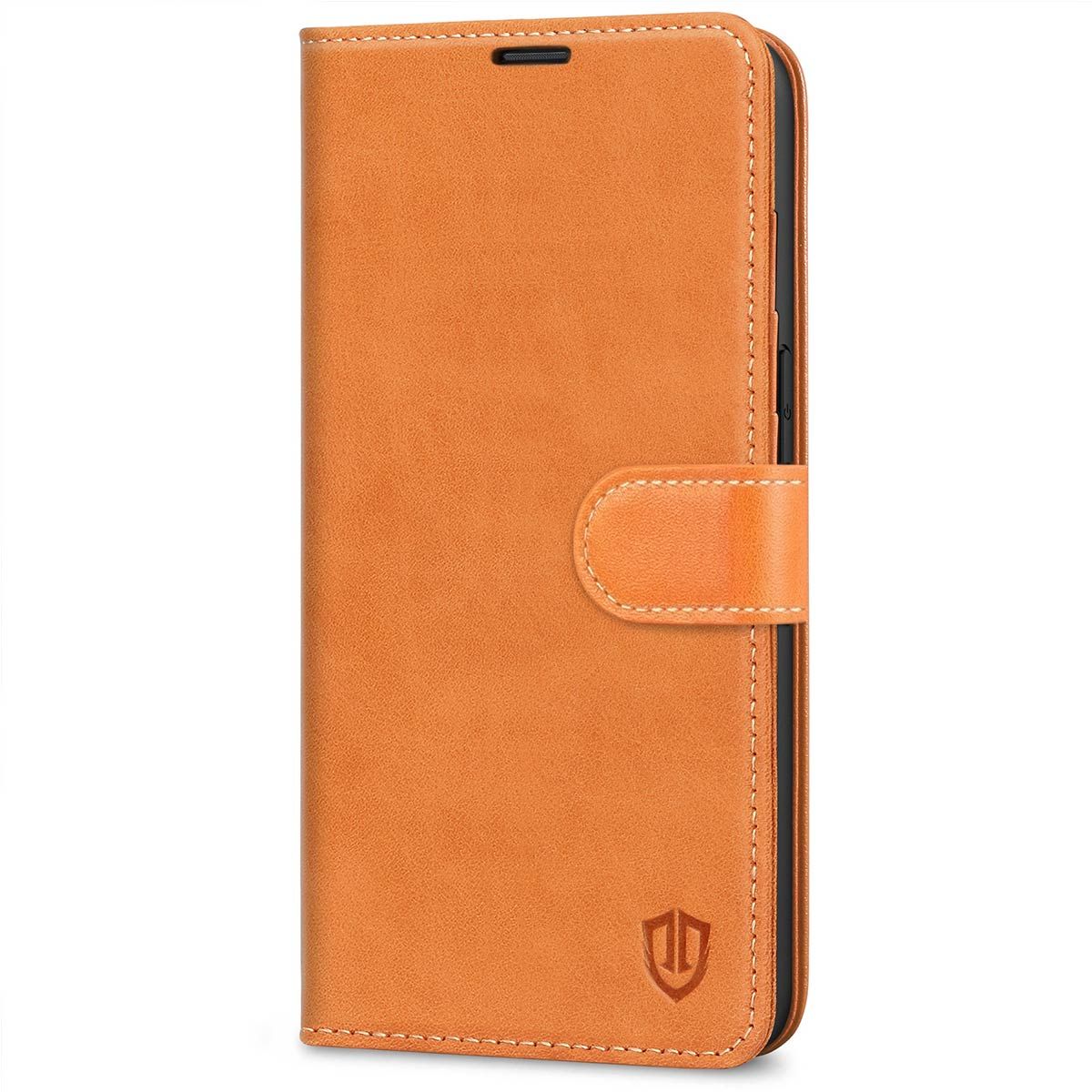 SHIELDON iPhone 14 Pro Wallet Case, iPhone 14 Pro Genuine Leather Cover  with Magnetic Clasp - Brown