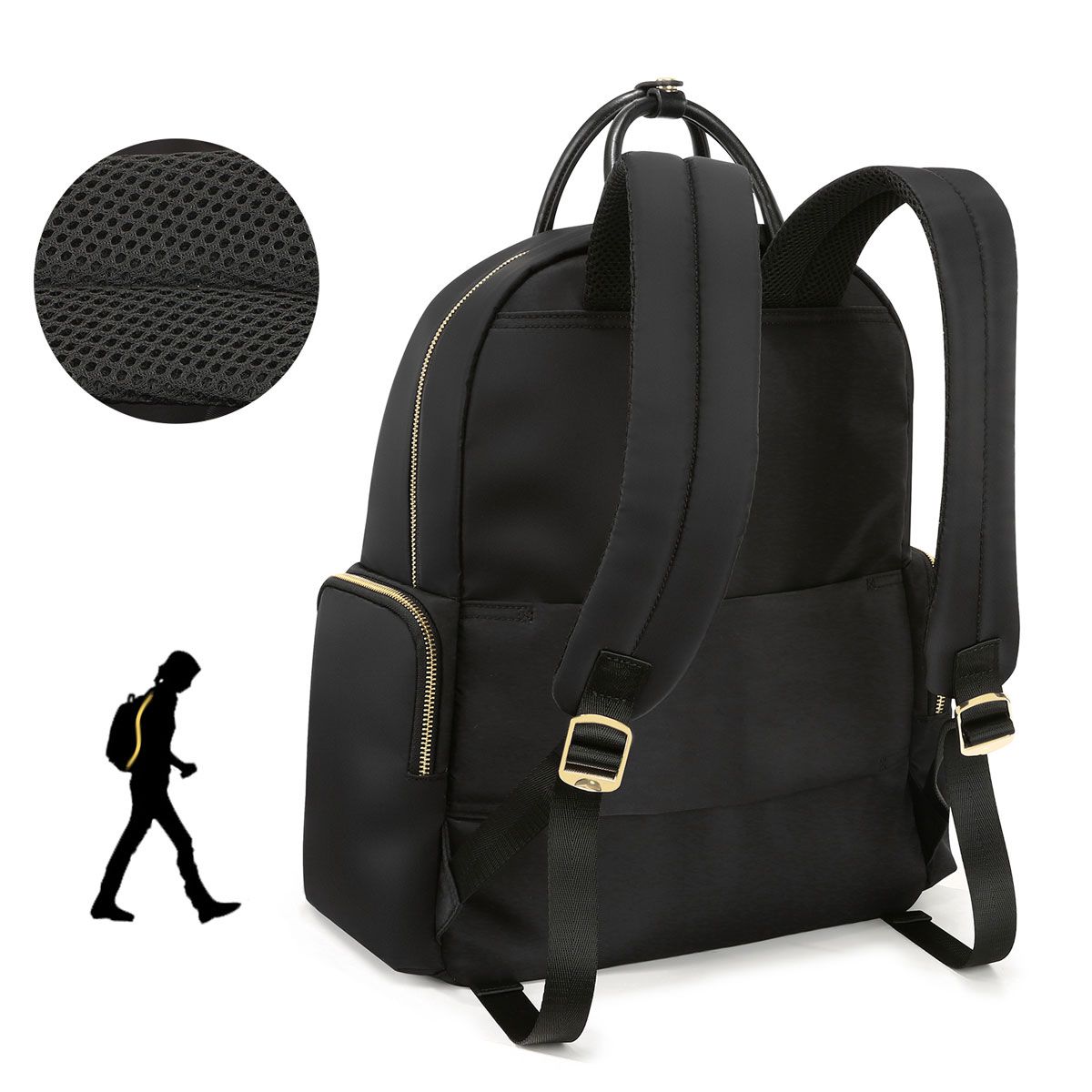 TUCCH Women Backpack 14 Inch Lightweight Laptop Computer Rucksack Lady Fashion Casual Daypack Business Travel Shoulder Bag Water resistant Large Wide Open Nylon School Bag for Girls 22L
