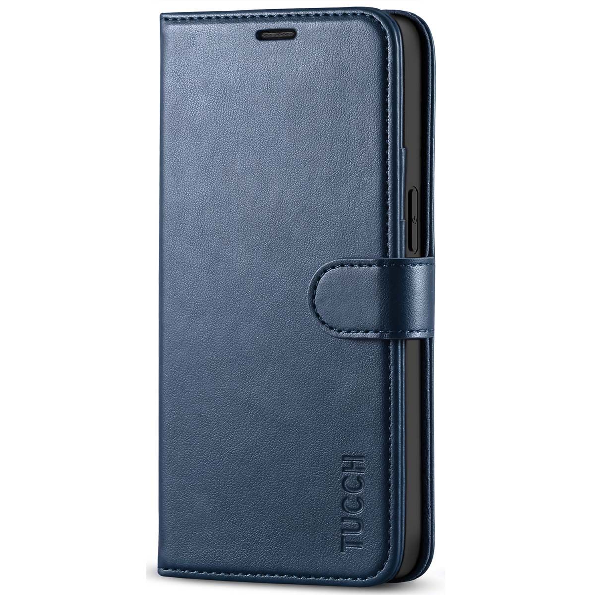 Tucch Iphone 12 Mini Wallet Case Blue Iphone 12 Mini Leather Cover Pu Leather Rfid Blocking Flip Folio Kickstand Magnetic Clasp