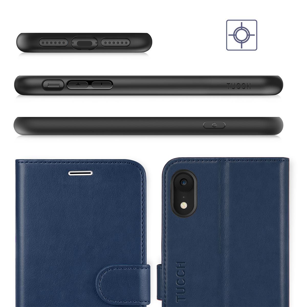 TUCCH iPhone XR Wallet Case iPhone XR Leather Cover Blue