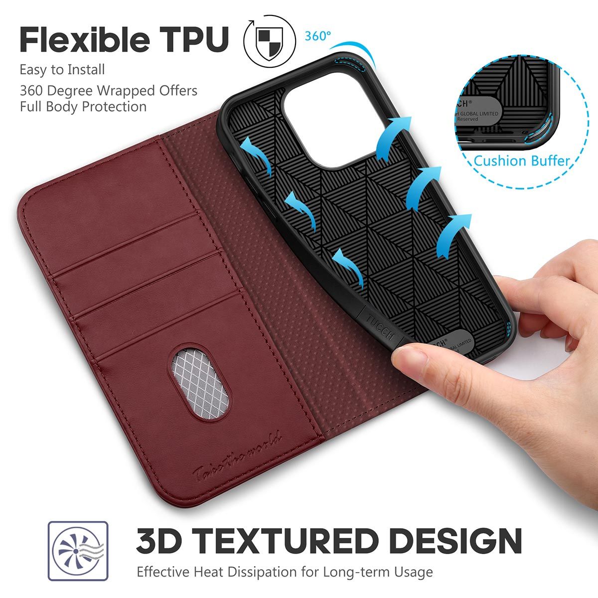 TUCCH iPhone 14 Pro Max Wallet Case, iPhone 14 Pro Max PU Leather Case with  Folio Flip Book RFID Blocking, Stand, Card Slots, Magnetic Clasp Closure 