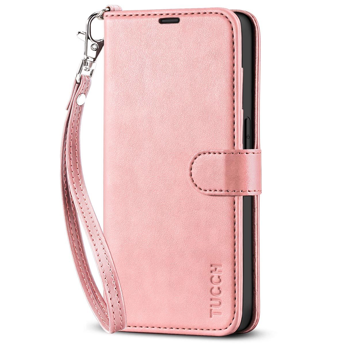 Leather Folio Wallet Case for iPhone 15 Plus - Pink - HD Accessory