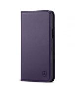 SHIELDON iPhone 13 Pro Wallet Case, iPhone 13 Pro Genuine Leather Cover with Magnetic Closure - Dark Purple