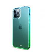 TUCCH iPhone 12 TPU Case, iPhone 12 Pro Clear Case with Hard Back Soft Frame, Color Gradient Crystal Shockproof TPU Case - Blue & Green