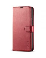 TUCCH iPhone 13 Wallet Case, iPhone 13 PU Leather Case, Folio Flip Cover with RFID Blocking, Credit Card Slots, Magnetic Clasp Closure - Dark Red