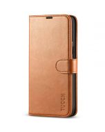 TUCCH iPhone 13 Wallet Case, iPhone 13 PU Leather Case, Folio Flip Cover with RFID Blocking, Credit Card Slots, Magnetic Clasp Closure - Light Brown