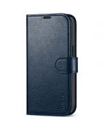 TUCCH iPhone 13 Wallet Case, iPhone 13 PU Leather Case, Folio Flip Cover with RFID Blocking, Credit Card Slots, Magnetic Clasp Closure - Full Grain Navy Blue