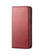 TUCCH iPhone 13 Mini Wallet Case, iPhone 13 Mini Flip Folio Book Cover, Magnetic Closure Phone Case - Dark Red