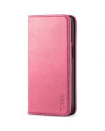 TUCCH iPhone 13 Pro Wallet Case, iPhone 13 Pro PU Leather Case with Folio Flip Book Style, Kickstand, Card Slots, Magnetic Closure - Hot Pink