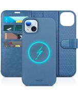 TUCCH iPhone 15 Plus Magnetic Detachable Leather Wallet Case, iPhone 15 Plus 2in1 Flip Cover - Light Blue