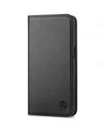 SHIELDON iPhone 15 Genuine Leather Wallet Case, iPhone 15 Cell Phone Case - Black