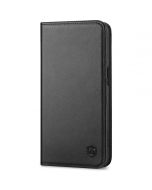 SHIELDON iPhone 15 Genuine Leather Wallet Case, iPhone 15 Cell Phone Case - Black