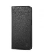 SHIELDON iPhone 15 Genuine Leather Wallet Case, iPhone 15 Folio Case - Full Grain Black