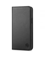 SHIELDON iPhone 15 Plus Genuine Leather Wallet Case, iPhone 15 Plus Folio Case - Black