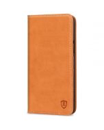 SHIELDON iPhone 15 Plus Genuine Leather Wallet Case, iPhone 15 Plus Flip Case - Brown