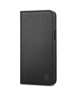 SHIELDON iPhone 15 Plus Genuine Leather Wallet Case, iPhone 15 Plus Mobile Phone Case - Full Grain Black