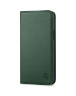 SHIELDON iPhone 15 Plus Genuine Leather Wallet Case, iPhone 15 Plus Kickstand Phone Case - Midnight Green