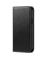 SHIELDON iPhone 15 Plus Genuine Leather Wallet Case, iPhone 15 Plus Fold Case - Retro Black