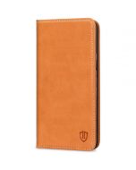 SHIELDON iPhone 15 Pro Genuine Leather Wallet Case, iPhone 15 Pro Flip Case - Brown