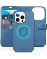 TUCCH iPhone 15 Pro Magnetic Detachable Leather Wallet Case, iPhone 15 Pro 2in1 Flip Cover - Light Blue