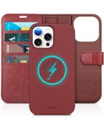 TUCCH iPhone 15 Pro Max Magnetic Detachable Leather Case, iPhone 15 Pro Max 2in1 Wallet Case - Dark Red