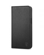 SHIELDON iPhone 15 Pro Max Genuine Leather Wallet Case, iPhone 15 Pro Max Fold Phone Case - Full Grain Black