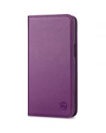 SHIELDON iPhone 15 Pro Max Genuine Leather Wallet Case, iPhone 15 Pro Max Kickstand Phone Case - Purple