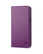 SHIELDON iPhone 15 Pro Max Genuine Leather Wallet Case, iPhone 15 Pro Max Kickstand Phone Case - Purple