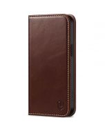 SHIELDON iPhone 15 Pro Max Genuine Leather Wallet Case, iPhone 15 Pro Max Phone Case - Retro Coffee