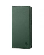 SHIELDON iPhone 15 Pro Genuine Leather Wallet Case, iPhone 15 Pro Kickstand Phone Case - Midnight Green