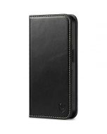 SHIELDON iPhone 15 Pro Genuine Leather Wallet Case, iPhone 15 Pro Fold Phone Case - Retro Black