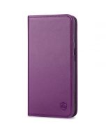 SHIELDON iPhone 15 Pro Genuine Leather Wallet Case, iPhone 15 Pro Phone Case with Card Holder - Purple