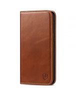 SHIELDON SAMSUNG Galaxy A55 Wallet Case, SAMSUNG A55 Genuine Leather Case RFID Blocking Card Holder Magnetic Closure Kickstand Protective Book Flip Folio Cover - Retro Brown