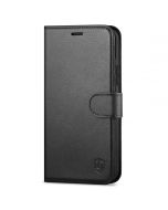 SHIELDON iPhone 13 Mini Genuine Leather Case, iPhone 13 Mini Wallet Cover with Magnetic Clasp Closure - Black