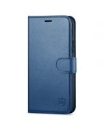 SHIELDON iPhone 13 Mini Genuine Leather Case, iPhone 13 Mini Wallet Cover with Magnetic Clasp Closure - Royal Blue