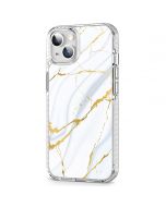 SHIELDON iPhone 13 Clear Case Anti-Yellowing, Transparent Thin Slim Anti-Scratch Shockproof PC+TPU Case with Tempered Glass Screen Protector for iPhone 13 - Marble White