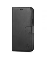 SHIELDON iPhone 13 Wallet Case, iPhone 13 Genuine Leather Cover Book Folio Flip Kickstand Case with Magnetic Clasp - Black
