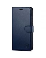 SHIELDON iPhone 13 Pro Max Wallet Case, iPhone 13 Pro Max Genuine Leather Cover with Magnetic Clasp Closure - Navy Blue