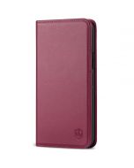 SHIELDON iPhone 13 Pro Wallet Case, iPhone 13 Pro Genuine Leather Cover with Magnetic Closure - Red Violet