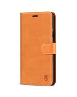 SHIELDON iPhone 13 Pro Wallet Case, iPhone 13 Pro Genuine Leather Cover with Magnetic Clasp - Brown