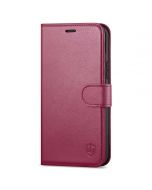 SHIELDON iPhone 13 Pro Wallet Case, iPhone 13 Pro Genuine Leather Cover with Magnetic Clasp - Red Violet