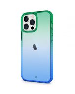 SHIELDON iPhone 13 Pro Max Clear Case Anti-Yellowing, Transparent Thin Slim Anti-Scratch Shockproof PC+TPU Case with Tempered Glass Screen Protector for iPhone 13 Pro Max 5G - Blue&Green