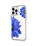 SHIELDON iPhone 13 Pro Max Clear Case Anti-Yellowing, Transparent Thin Slim Anti-Scratch Shockproof PC+TPU Case with Tempered Glass Screen Protector for iPhone 13 Pro Max 5G - Pattern Blue Floral
