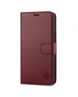 SHIELDON iPhone 13 Pro Max Wallet Case, iPhone 13 Pro Max Genuine Leather Cover with Magnetic Clasp Closure - Wine Red